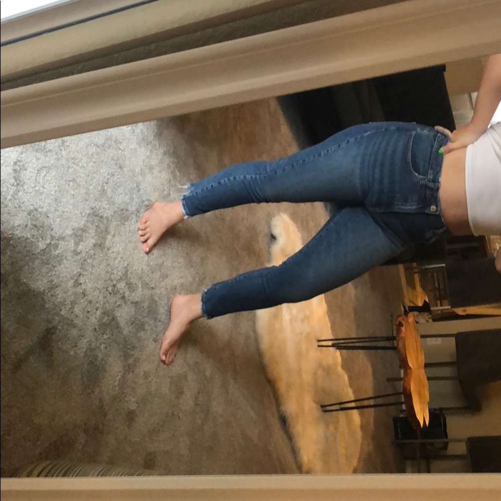 Cropped ankle straight jeans